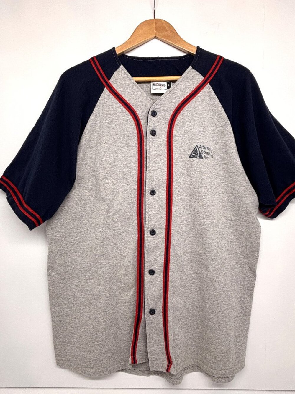 Vintage 90s Y2K Badger Sport Baseball Jersey Alternative Structures Men's L USA